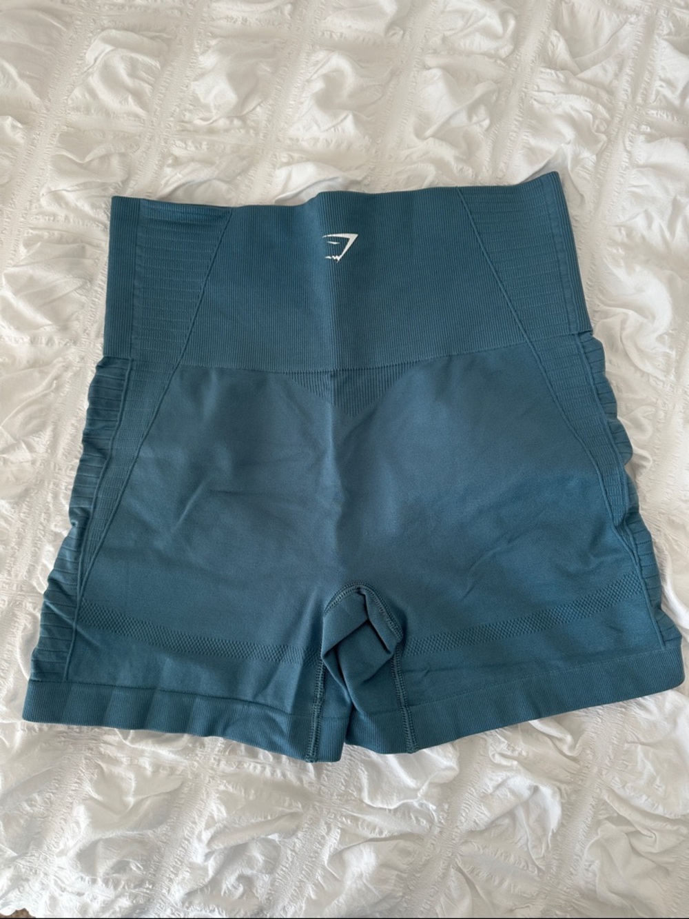 Gymshark Teal-Blue High Waist Seamless Bike Shorts - Picture 2 of 2